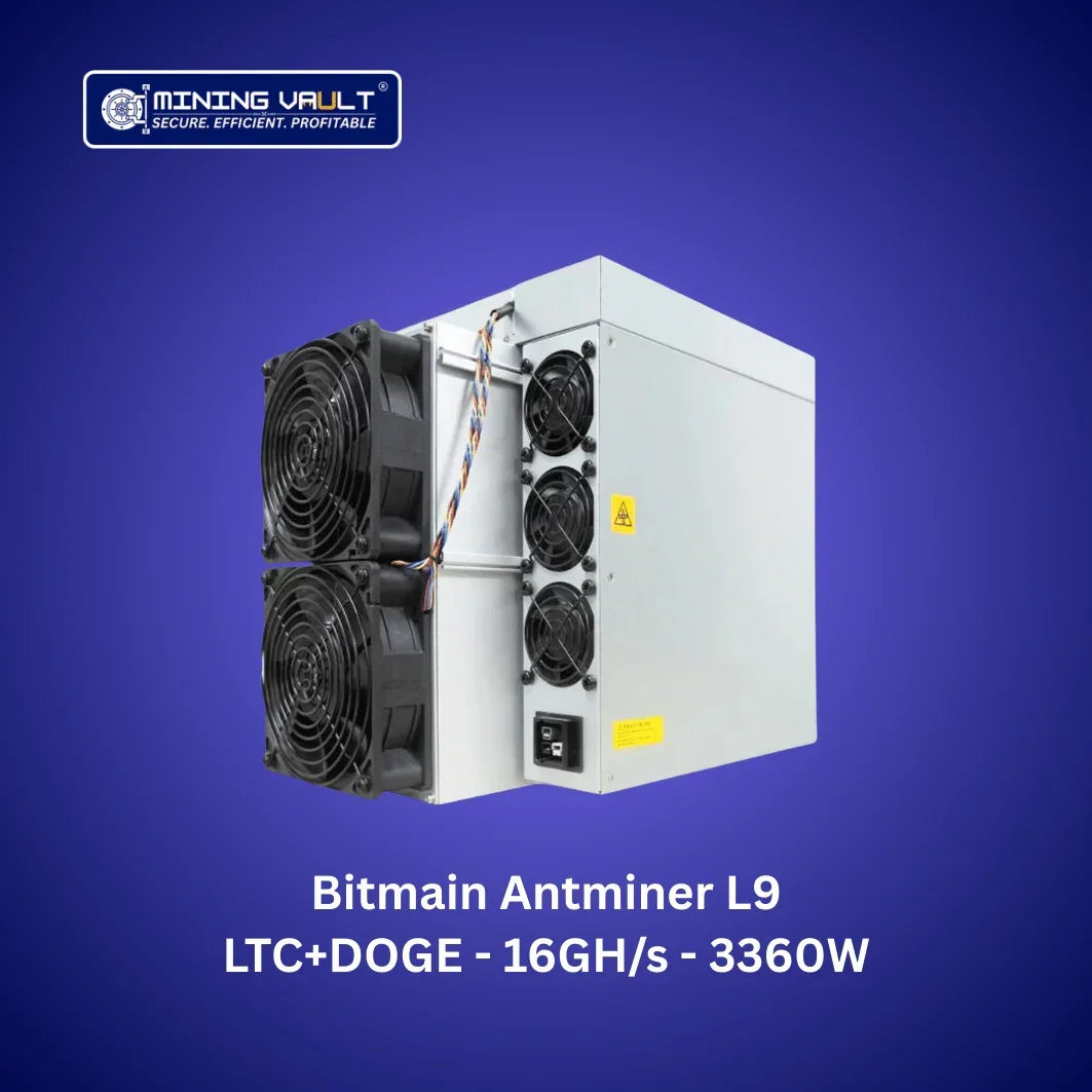 Mineur Bitmain Antminer L9 pour LTC et DOGE avec 16GH/s et 3360W, fond violet