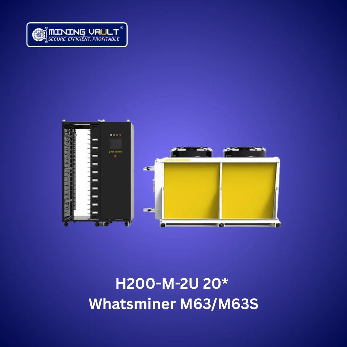 Refroidisseur industriel H200-M-2U 20* pour mineurs Whatsminer M63 M63S sur fond bleu