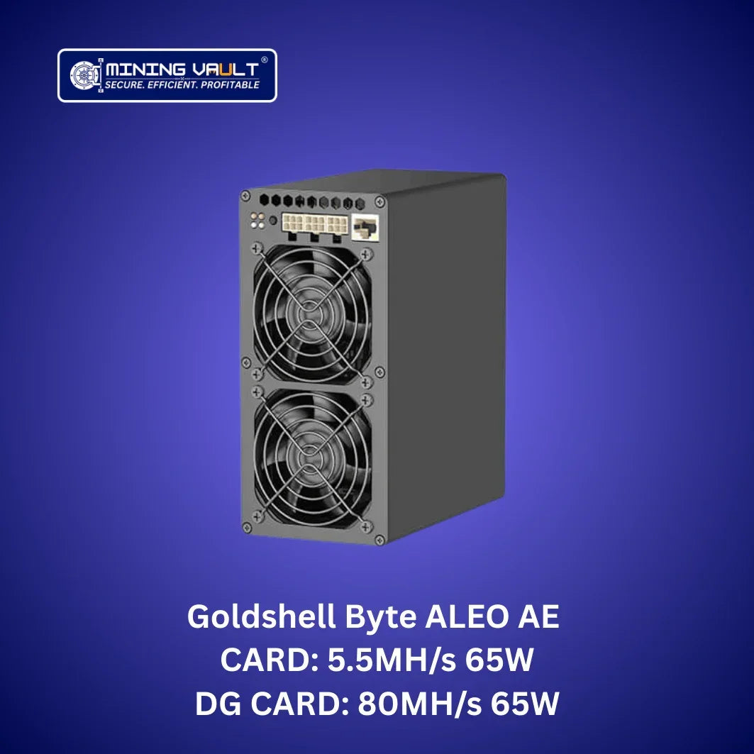Miner de cryptomonnaie Goldshell Byte ALEO AE avec ventilateurs doubles et performances de 5,5 MH/s et 80 MH/s