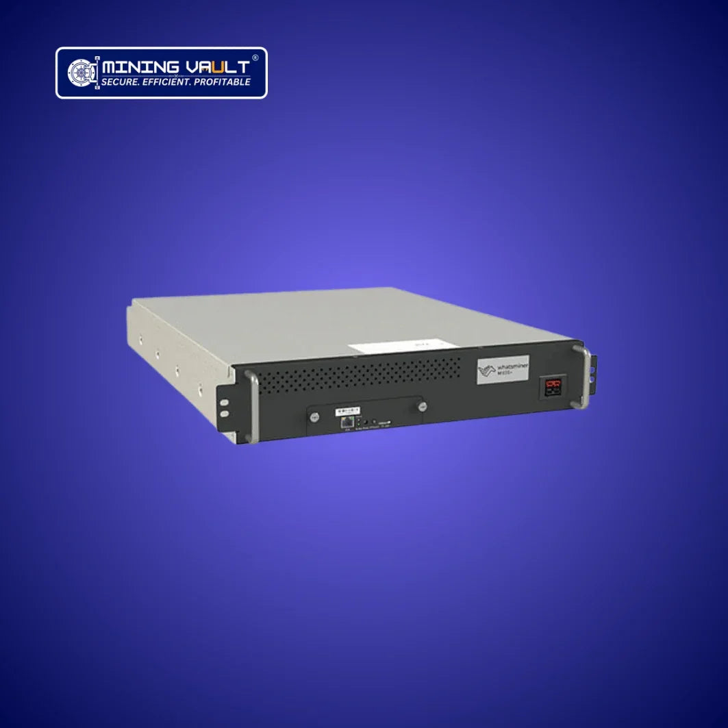 Machine de minage Whatminer M31S+ pour crypto-monnaie sur fond dégradé violet