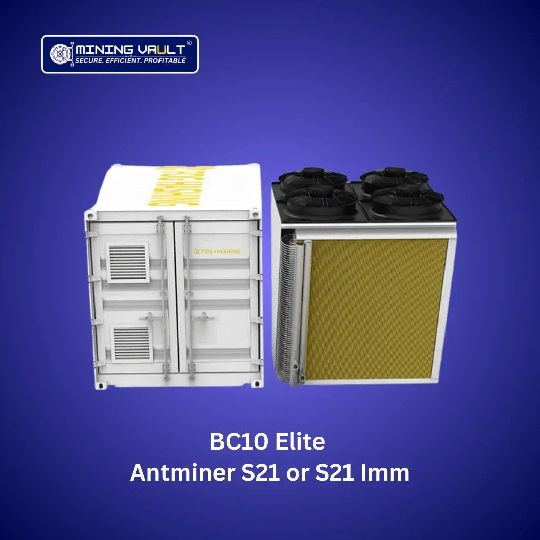 Boîtier BC10 Elite blanc et refroidisseur Antminer S21 ou S21 Imm pour minage de cryptomonnaie